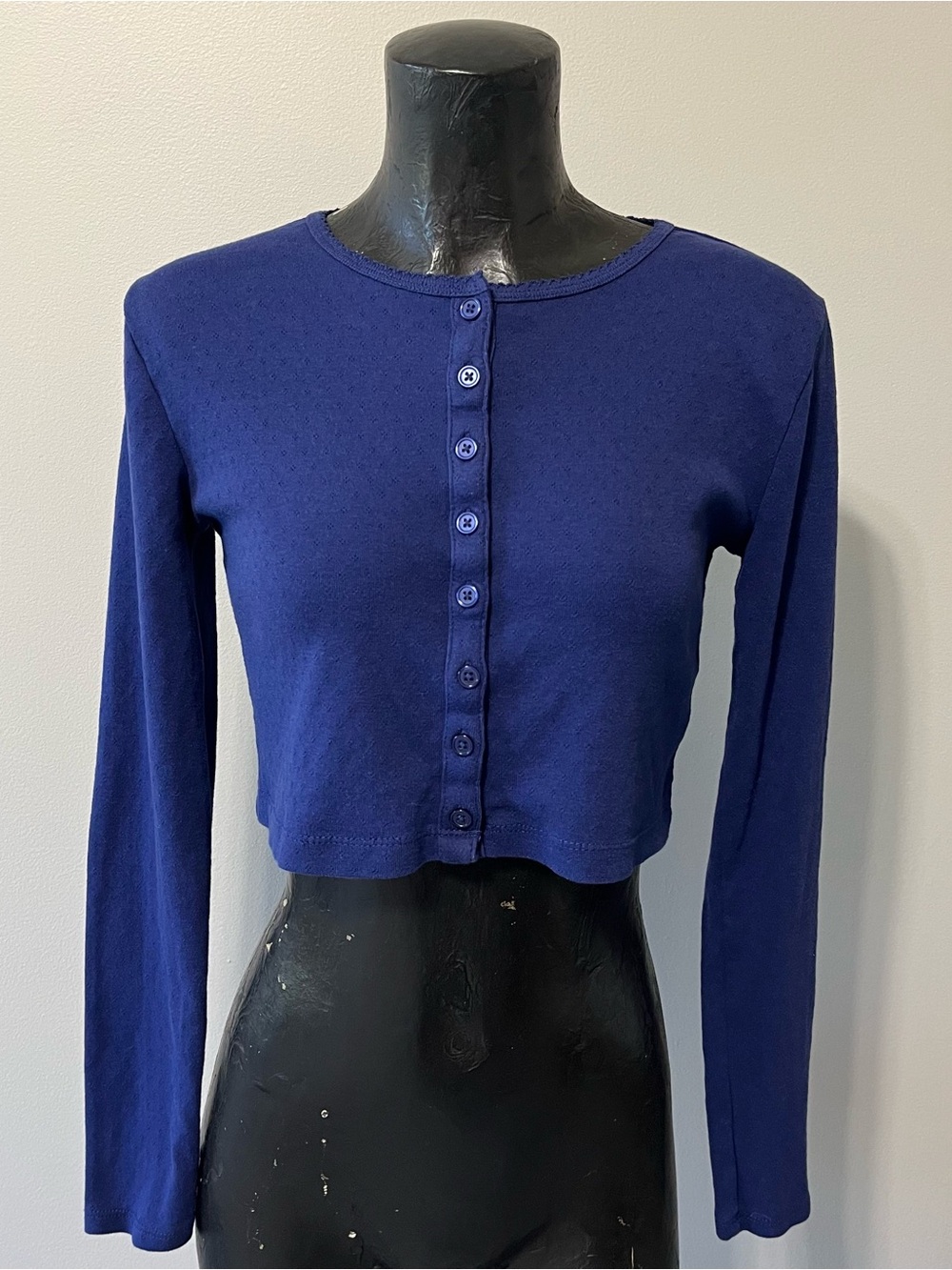 Forever 21 Navy Button-Up Cropped Top